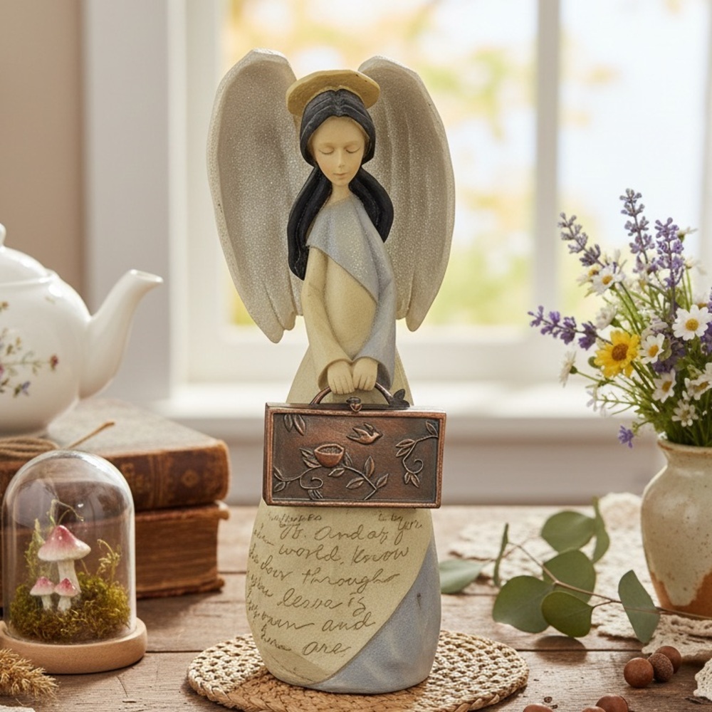 Enesco Angel Figurine Titled "Leaving Home," with Script Design